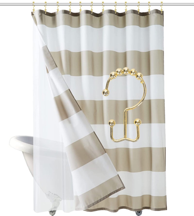 Yapicoco Shower Curtain Hooks Rings for Bathroom  12PCS Stainless Steel Metal Rust Resistant Balance Sliding Double Hooks Shower Curtain Rings for Shower Curtains  Clothing  etc.(Gold) - Image 5